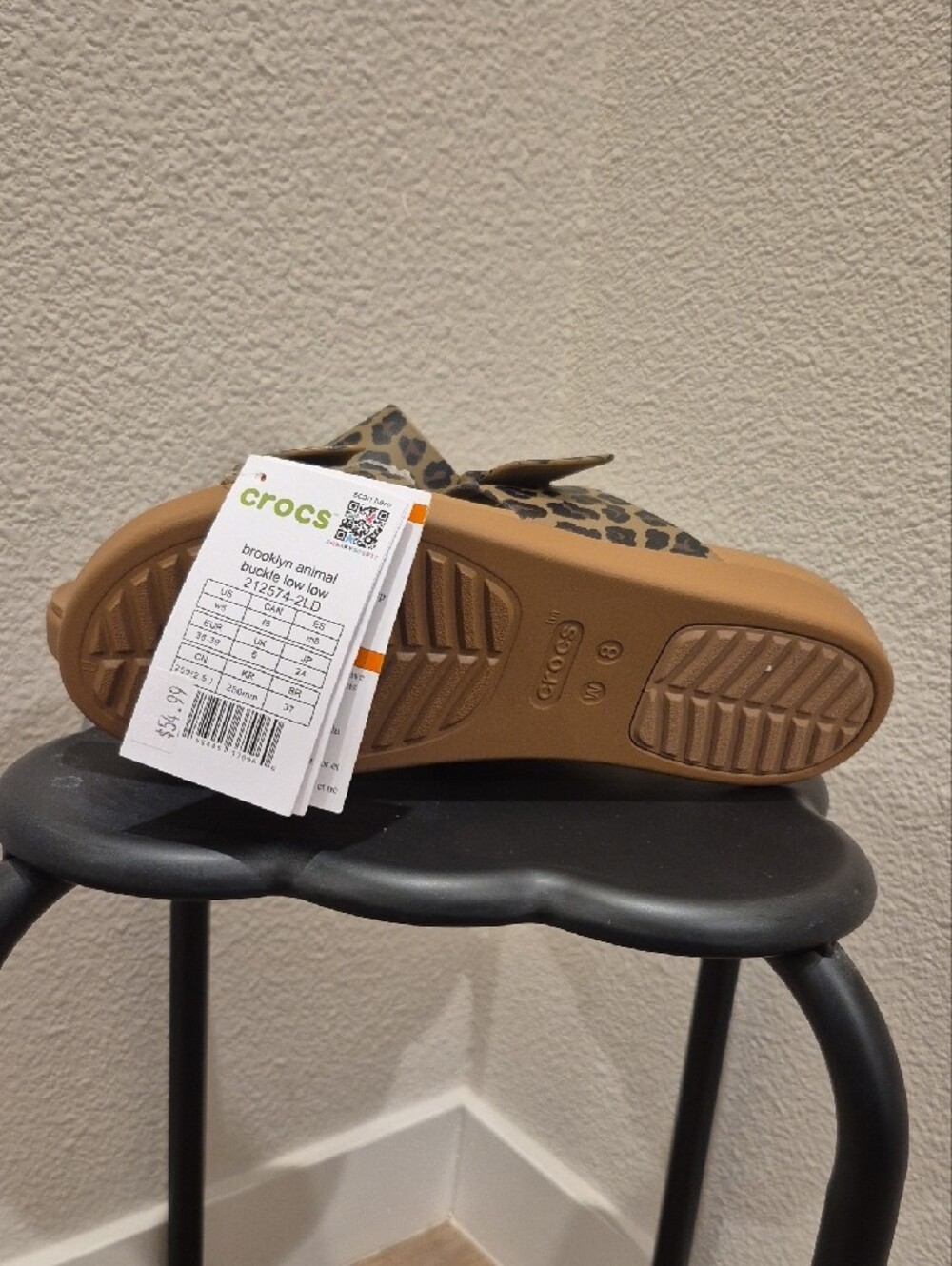 CROCS Leopard Print Dual-Strap Sandals in Tan and Black - Picture 4 of 8